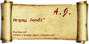 Argay Jenő névjegykártya